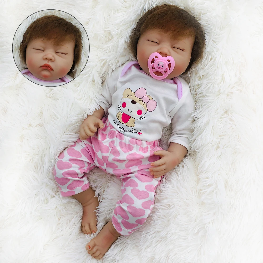 Lucydoll 21inch Silicone Reborn Baby Doll Sleeping Girls Baby Alive Soft Toys For Bouquets Doll Bebe Reborn Toys
