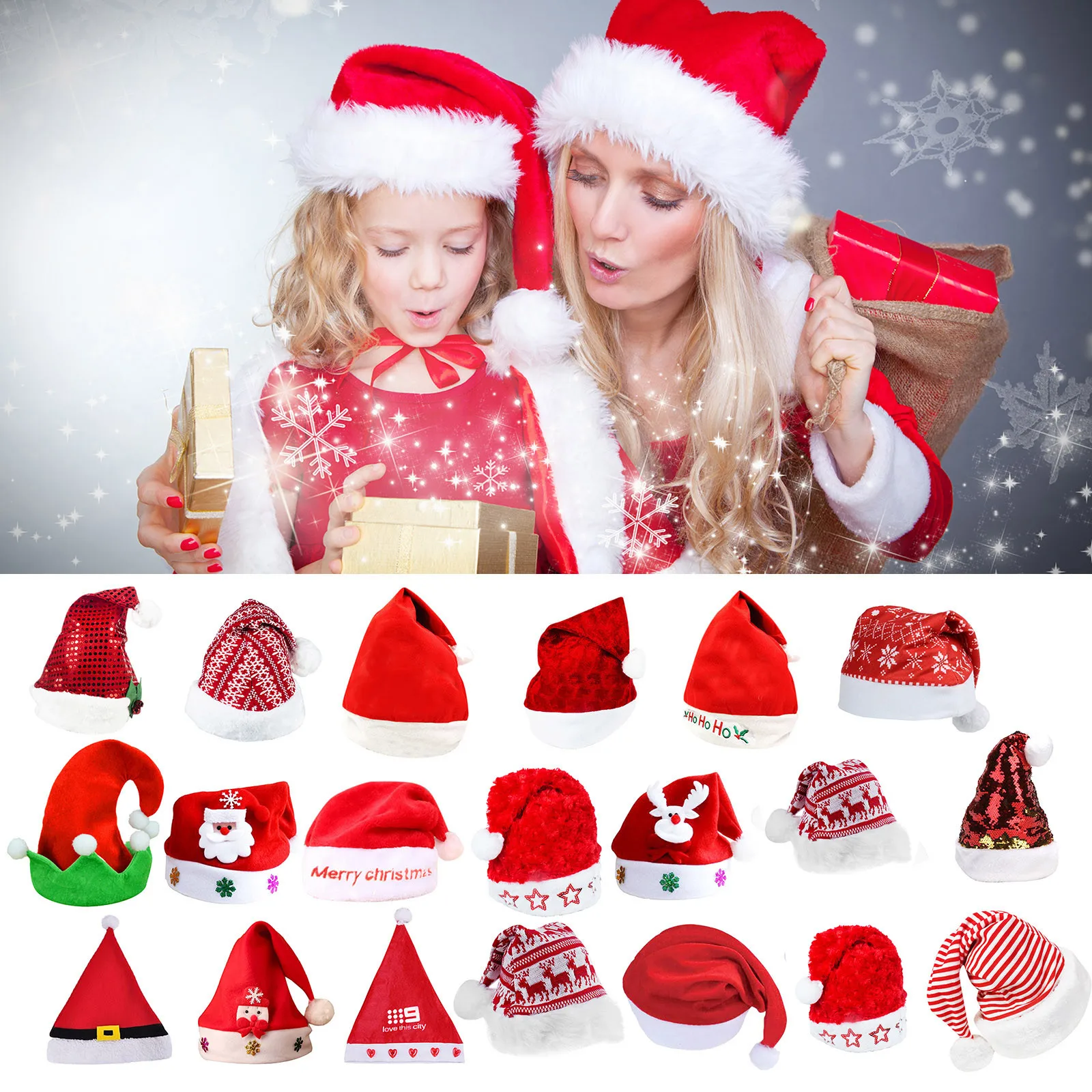 Christmas Hat Xmas Holiday For Adults Unisex Santa Cap Navidad New Year Party Supplies Warm Winter Caps Decorations | Дом и сад