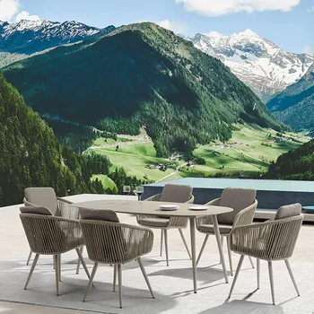 

Garden outdoor balcony marble dining table set dining table chairs furniture