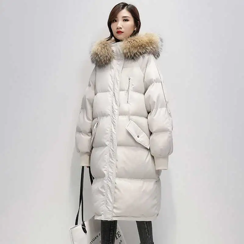 

Ladies Fashionable Solid Oversize Coat Thick Warm Winter Down Jacket Women 2021 New Full Sleeve Fur Collar Hooded Chic Parka