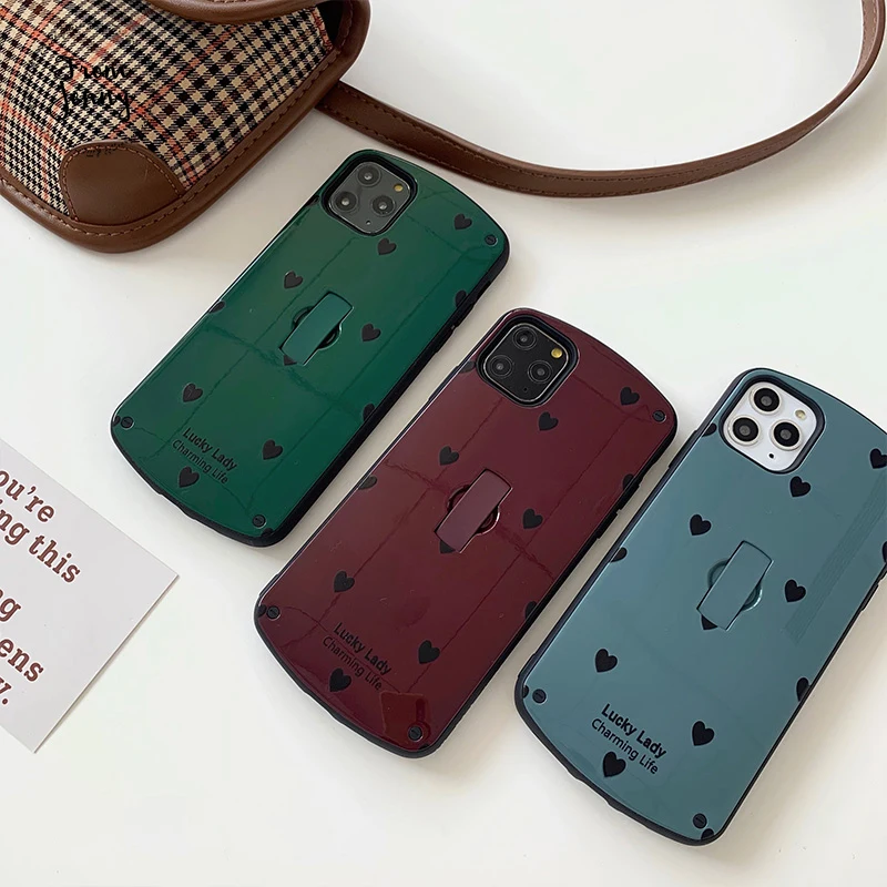  From Jenny Solid color love for-iPhone 11 Pro x xr xs max 7 8 Plus ring stand mobile phone protecti