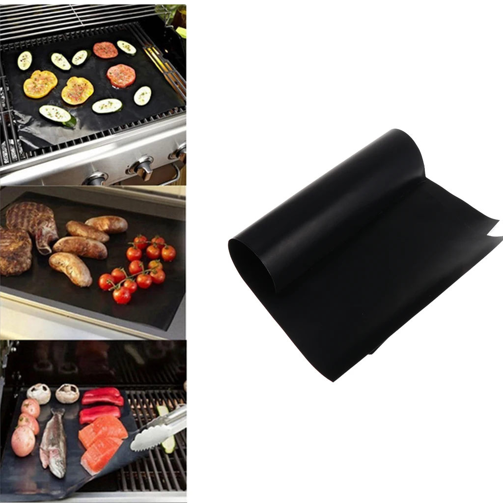 2 шт. антипригарные коврики для гриля-антипригарные сверхмощный bbq гриля и выпечки аксессуары для наружного барбекю-33x40 см