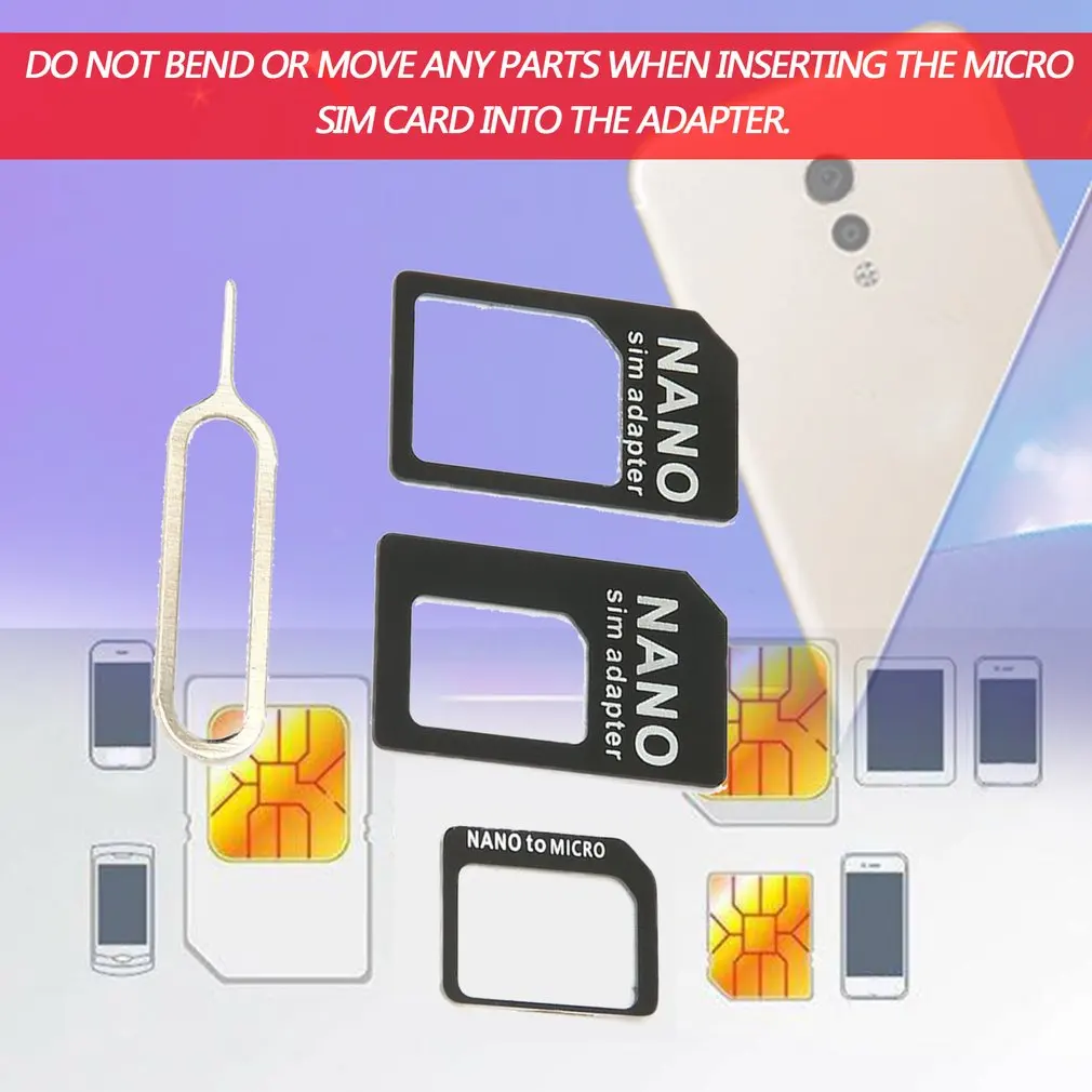 

3 in 1 for Nano Sim Adapter and for Micro Sim Adapter and for Nano to for Micro Adapter with a Needle for Mobile Devices