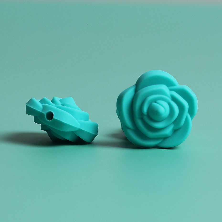 10 шт 2 см двухсторонний Цветок розы Силиконовые бусины ожерелье из жевательной резинки игрушки для зубов СИЛИКОНОВЫЕ BPA бесплатно - Цвет: green