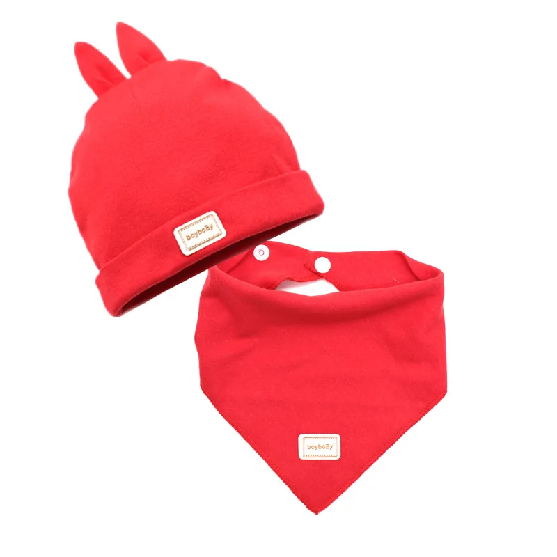 

New color eslatic headscarf double layer cotton baby caps&hats with baby bibs set for newborn infant Cap&Hat Drop Shipping