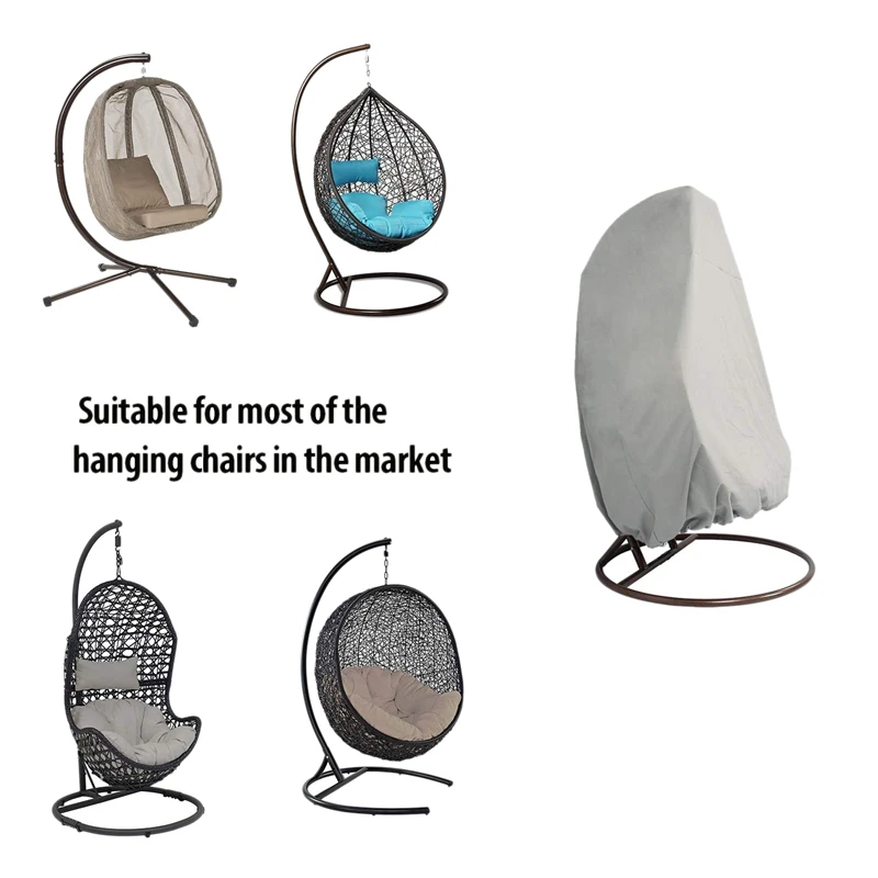 HHO-открытый патио Висячие чехлы для стульев, сверхмощный яйцо качели чехлы для стульев пылезащитный чехол, Открытый сад водонепроницаемый протектор(серый