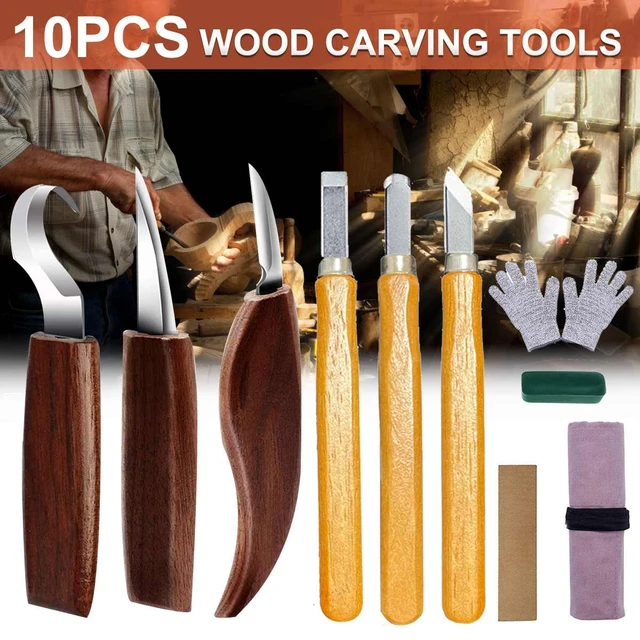 10Pcs Wood Carving Knife Chisel Woodworking Cutter Hand Tool Set Peeling  Woodcarving Sculptural Spoon Carving Cutter - AliExpress