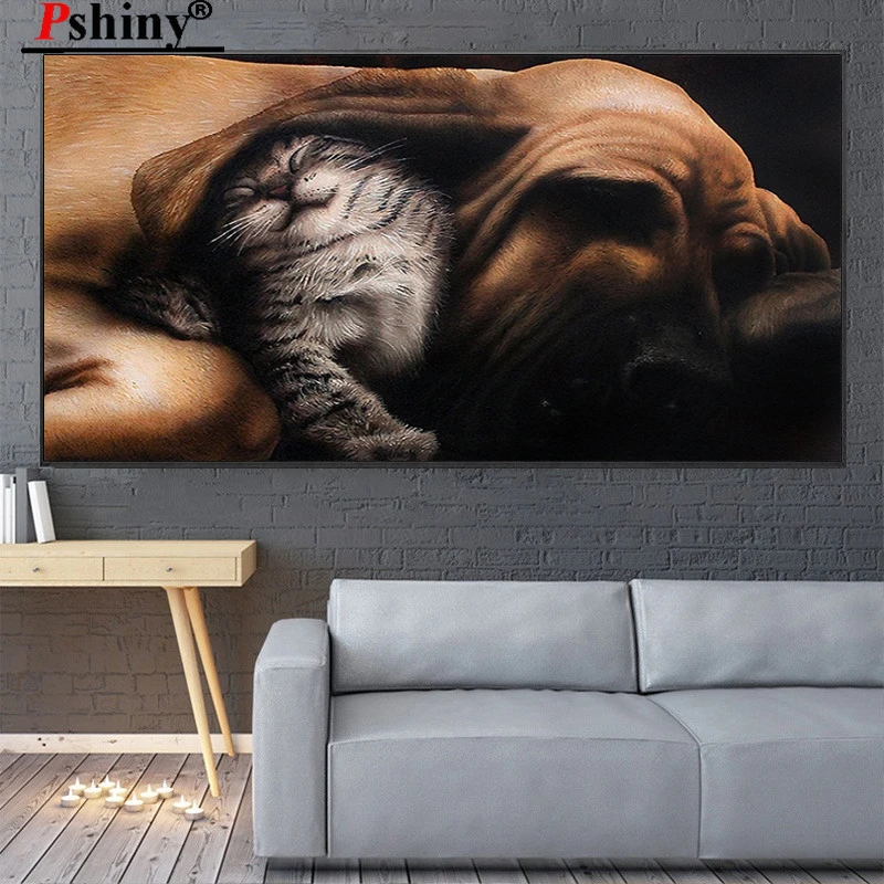 PSHINY DIY 5D алмазная вышивка распродажа кошки и собаки животные картины из стразов