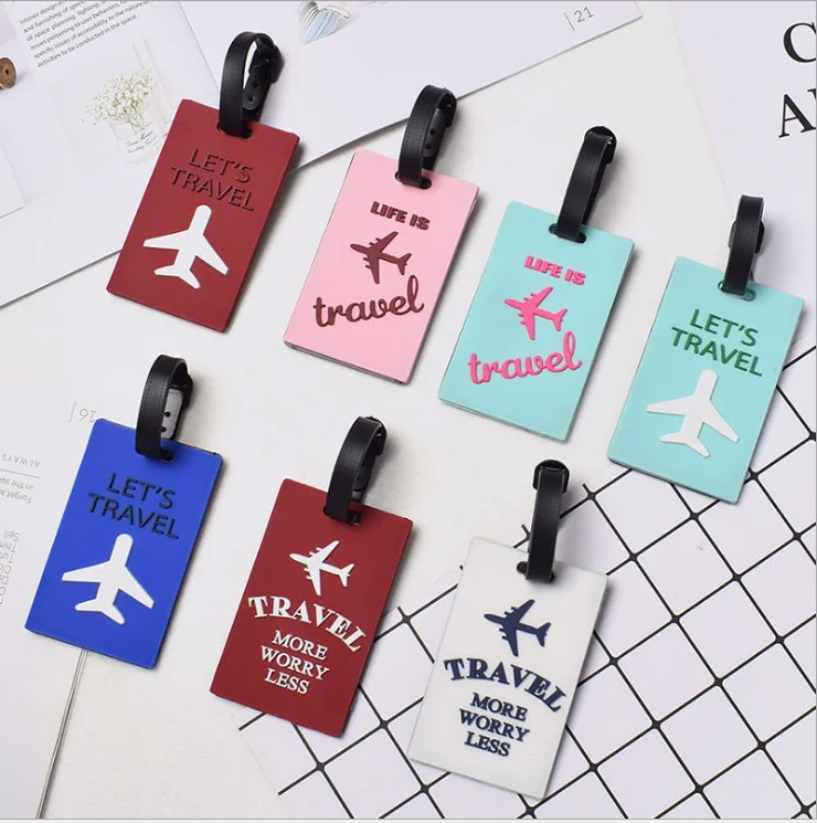 

Fashion Aircraft Letter Luggage Tag Silica Gel Suitcase ID Address Holder Baggage Boarding Tag Portable Label