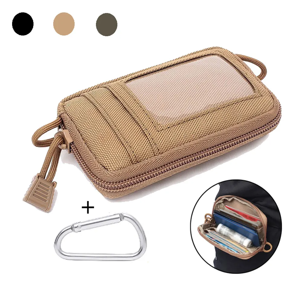 Bolso táctico para tarjetas EDC Molle, bolsa impermeable para guardar llaves, funda para dinero, militar, para caza al aire libre, riñonera de viaje
