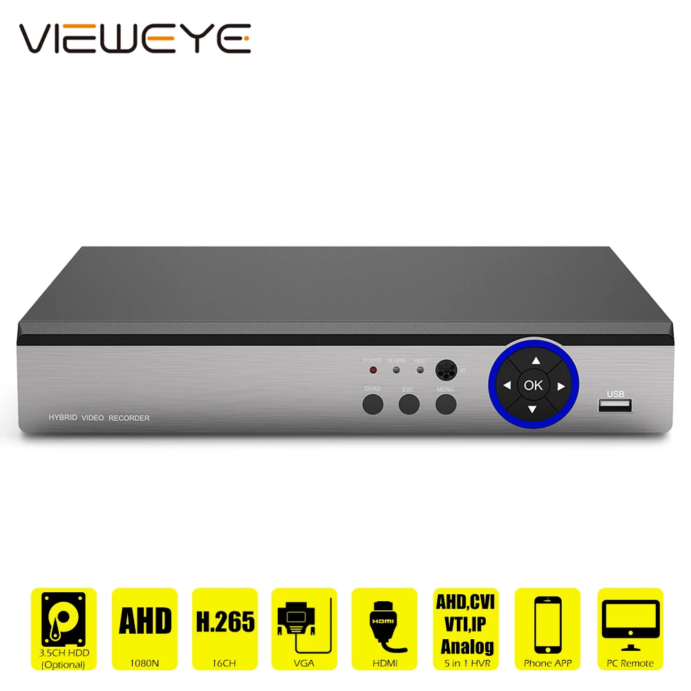 H.265 16 Channel AHD DVR AHD-NH 1080N Security CCTV 16CH Mini Hybrid HDMI Support IP/Analog/AHD Camera Playback HVR | Безопасность и