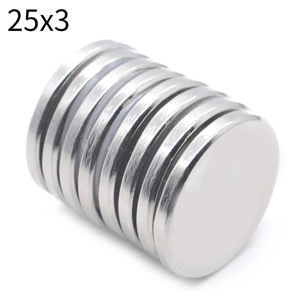 1/5/10/20 Pcs 25X3 Neodymium Magneet 25Mm X 3Mm N35 Ndfeb Ronde Super krachtige Sterke Permanente Magnetische Imanes Disc 25x3