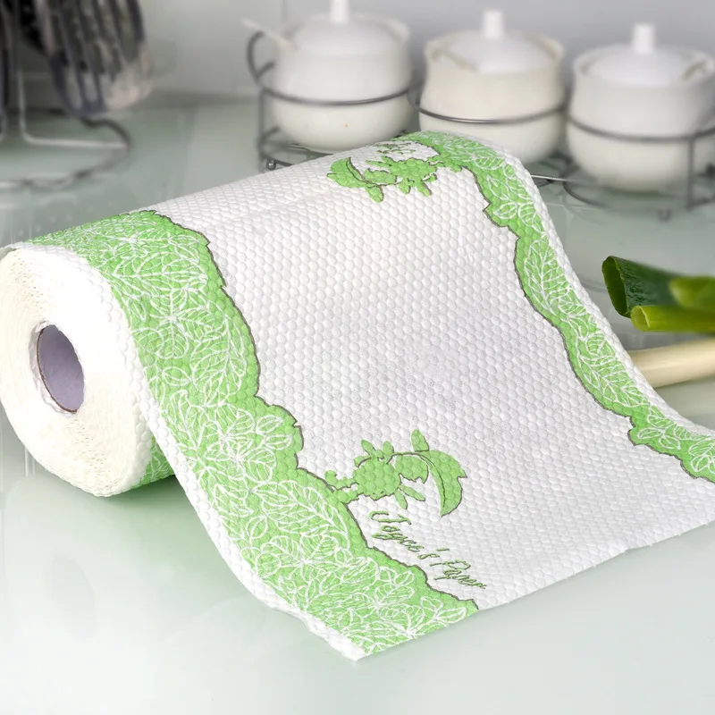 

Green Leaf Kitchen Paper Suction Absorbent Roll Paper Restaurant Kitchen Office Toilet Wipe Paper-Washing Cleaning Paper