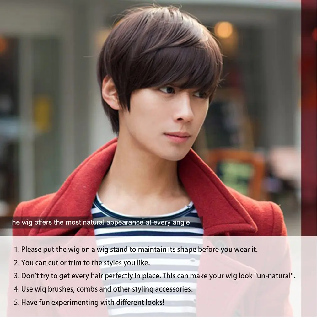 Korean Men S Handsome Short Straight Hair Synthetic Full Wigs
