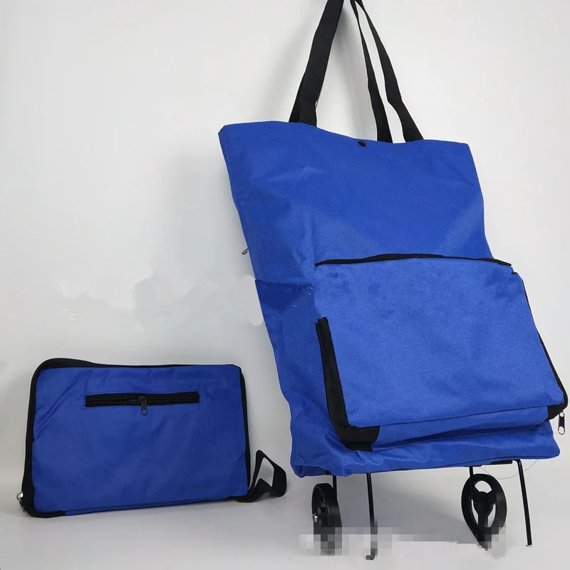 RUPUTIN New Folding Portable Shopping Bags Buy Vegetables Bag High Capacity Shopping Food Organizer Trolley Bag On Wheels Bags - Цвет: Blue