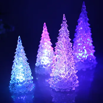 

Christmas Tree LED Changing Acrylic Mini Small Colorful Lights Christmas Decoration Romantic Light for Holidays Accessories
