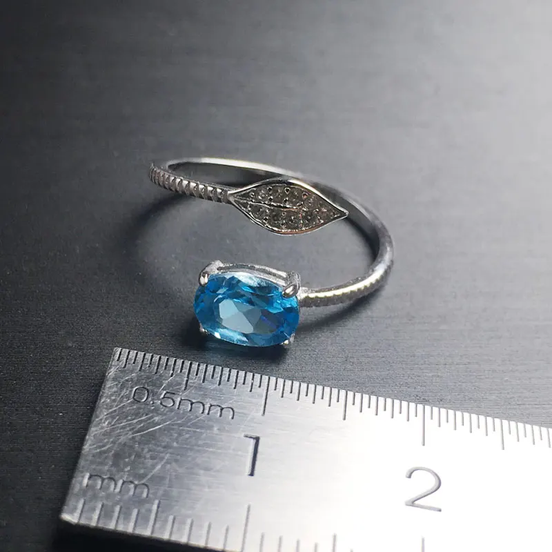 CSJ настоящий природный Голубой топаз кольцо стерлингового серебра 925 для женщин леди Аметист изысканное украшение на свадьбу помолвка для женщин с коробкой