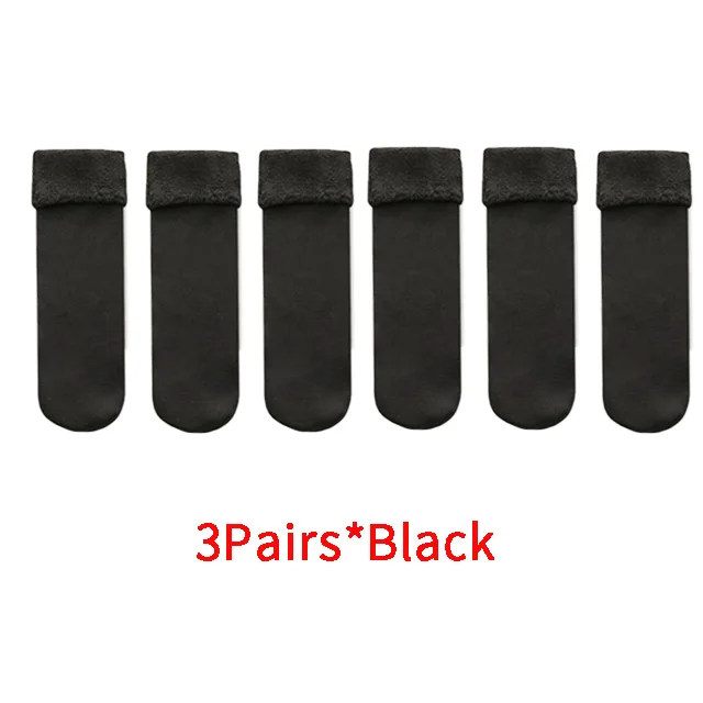 3 Pairs Women Winter Socks Warm Thicken Thermal Soft Solid Color Socks Wool Cashmere Snow Boots Velvet Lace Home Floor Sock white