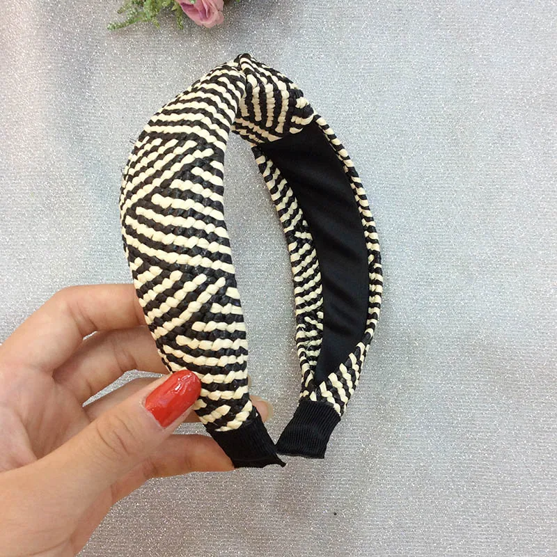 Sequin Patchwork Headband Orange Hairbands Women Color Block Hair Hoop Accessories Bowknot Cross Tie Wide Side