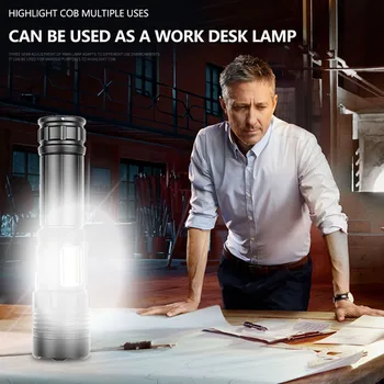 

P70 + COB LED Flashlights USB Rechargeable Waterproof 1500LM Outdoor Camp Torch Lightweight Easy Carrying LED Flashlight