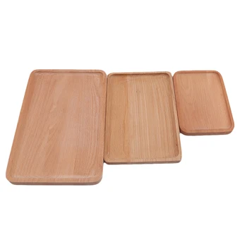 

1pc Round Rectangular Wooden Tray Breakfast Food Dinner Dessert Tea Tray Wood Tray Family Kitchen Accessories Organizer