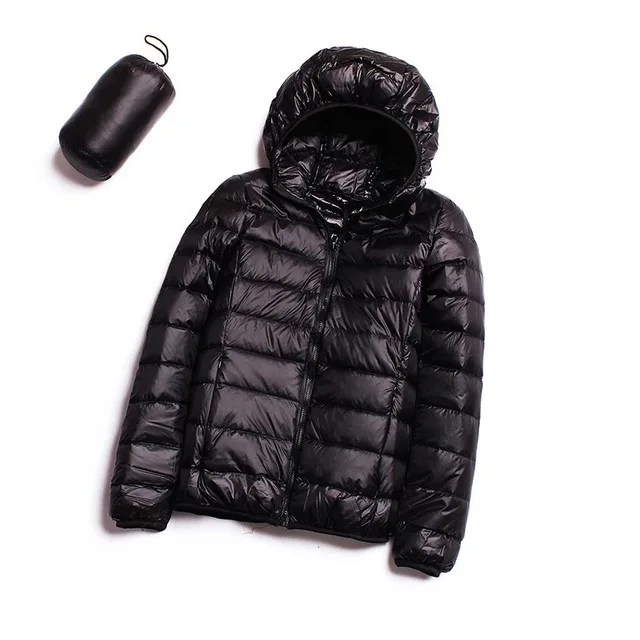 JACKSANQI/зимняя женская куртка-пуховик с капюшоном для занятий спортом на открытом воздухе Ультра легкие теплые пальто однотонные портативные куртки-пуховики RA324 - Цвет: Black