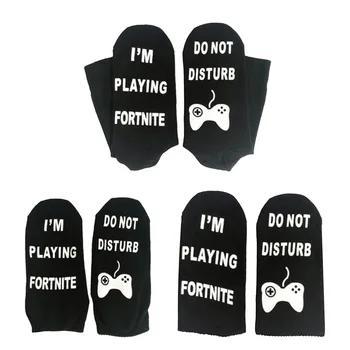 

3 Pairs Cotton Absorb Sweat Sock Black Game Theme Ankle Socks Boys Men Stocking