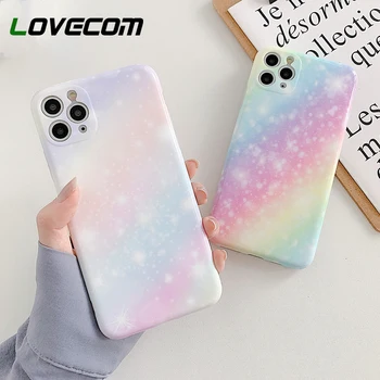 

LOVECOM Rainbow Color Marble Glitter Phone Case For iPhone 11 Pro Max XR XS Max 7 8 Plus X Soft IMD Shockproof Back Cover Coque