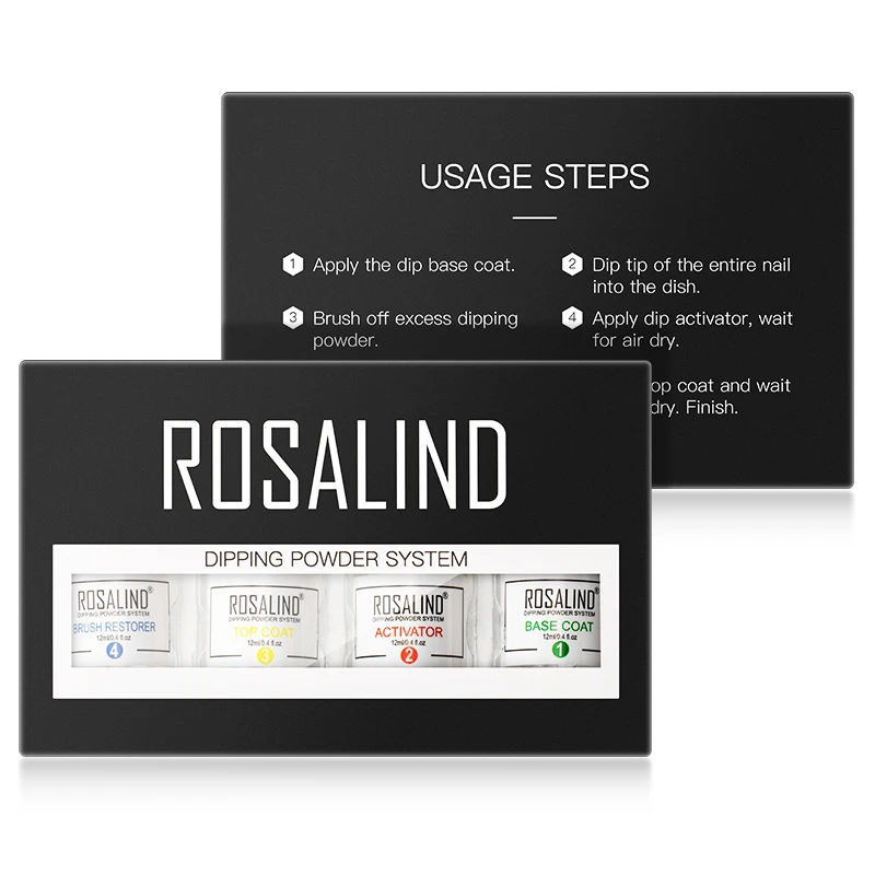 RPTC4-01 Набор порошки для ногтей ROSALIND, Базовое покрытие, градиентный французский лак для ногтей, натуральный цвет, голографический блеск, средство для маникюра - Цвет: RPTC4-01