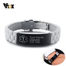 Vnox, мужской, свободный, с текстом, с именем, с названием, медицинский браслет для женщин, Повседневный, силиконовый, на запястье, идентификационные браслеты с индивидуальным напоминанием о льду