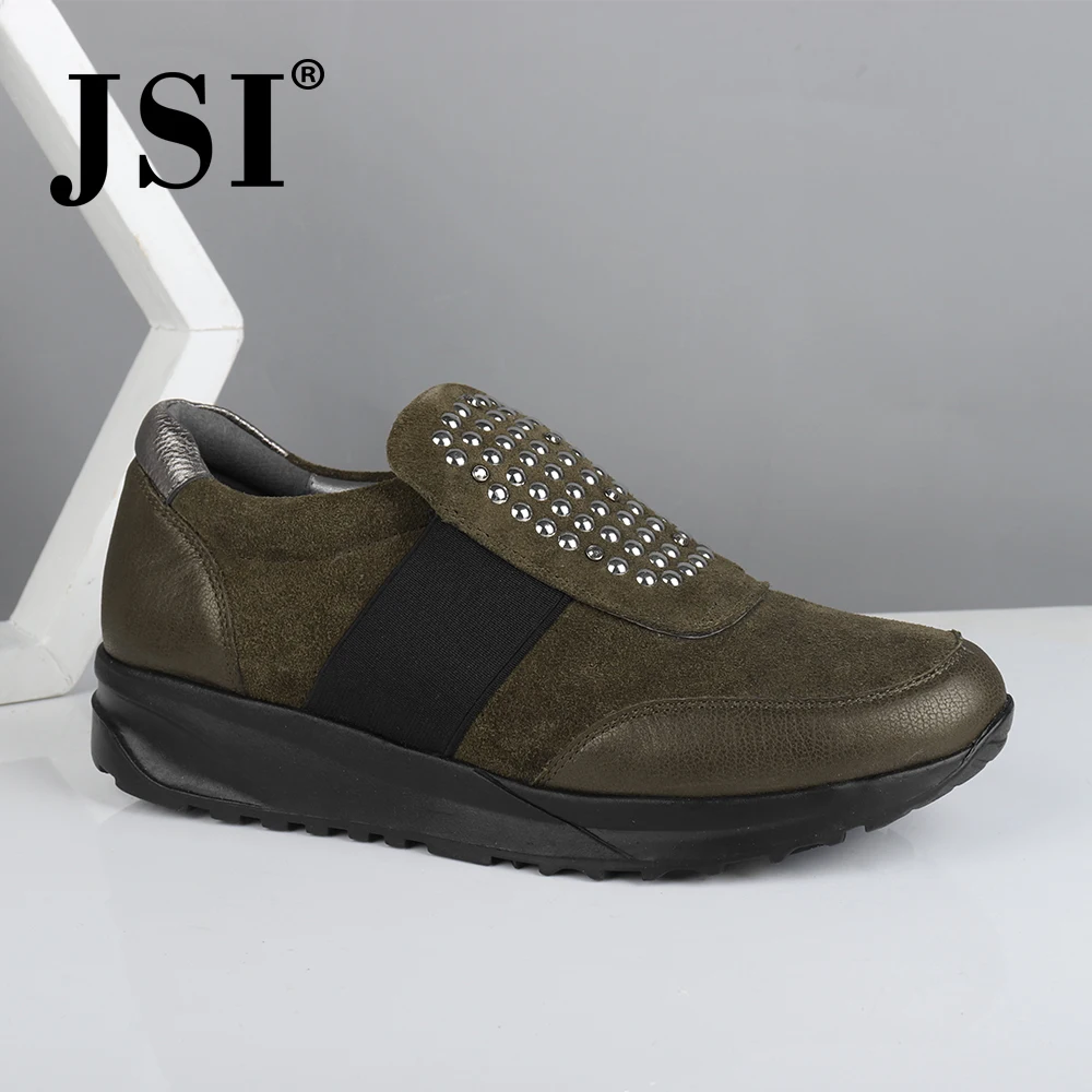 JSI/женские кроссовки с круглым носком без застежки; повседневная женская обувь из коровьей замши в горошек; сезон весна-осень; женские кроссовки смешанных цветов; jc559