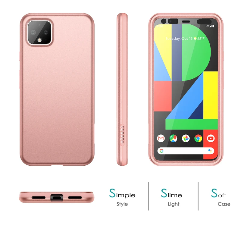 2 в 1 мягкий чехол-бампер для Google Pixel 4 XL чехол противоударный чехол со встроенной защитной пленкой для Google Pixel 4 Чехол