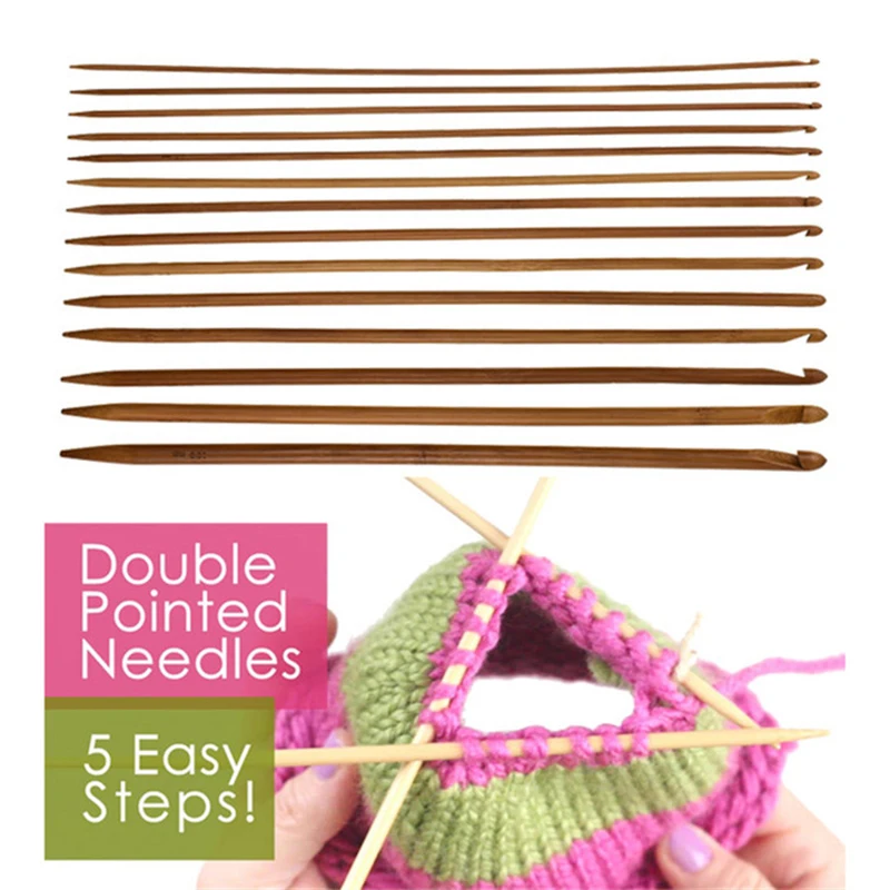 14 Pcs/set Bamboo Crochet Hook DIY Knitting Needles For Women Mom Handle Weave Yarn Crafts Sewing Tools | Дом и сад