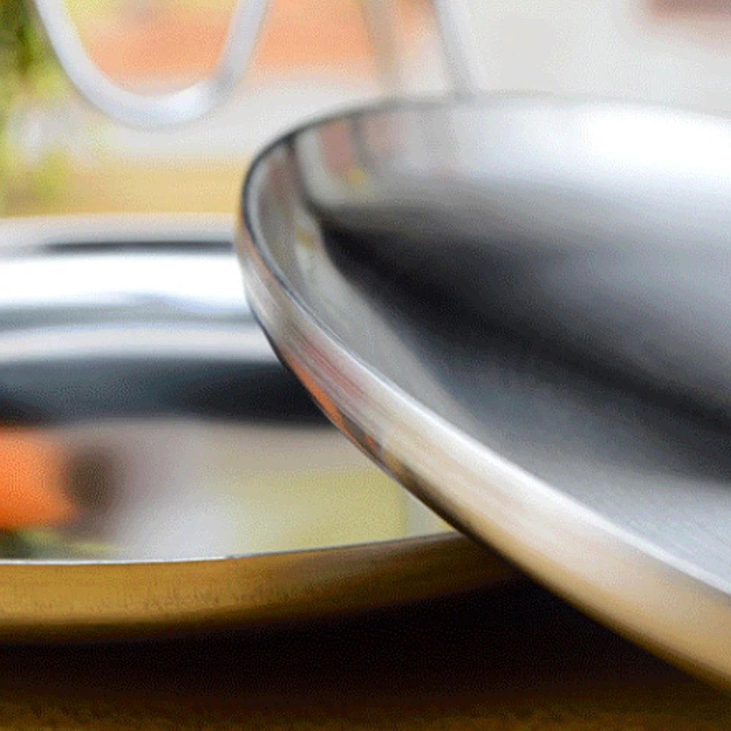 Stainless Steel Flat Dinner Plate Dish Plate Double Insulated Thick Platter Salad Plate For BBQ 14cm