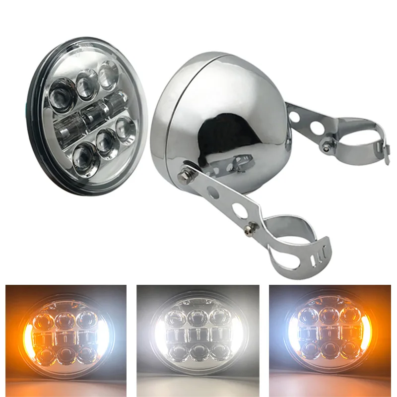 5,75 дюймов светодиодный фонарь с halo angel eyes 5,7" фары ведро корпус для мотоцикла Harley Honda Shadow Kawasaki Vulcan S