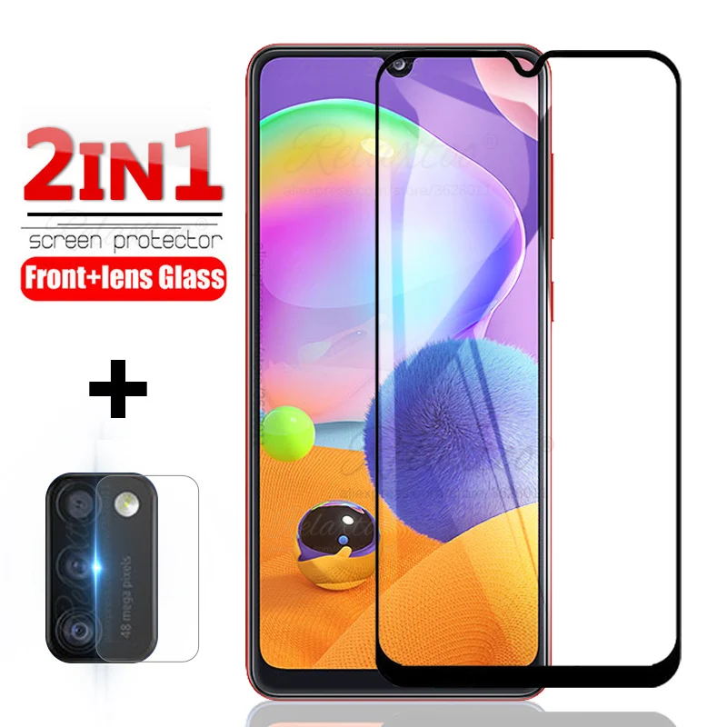 Защитное стекло закаленное для samsung A31 A41 A01 A415F A015F A315F 2 в 1 | Мобильные телефоны и