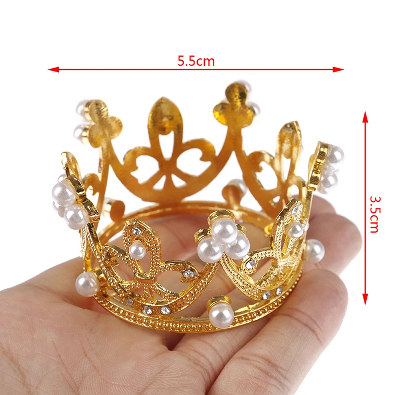 Crown Princess Topper Crystal Pearl Hair Ornaments for Wedding Birthday Party_hg