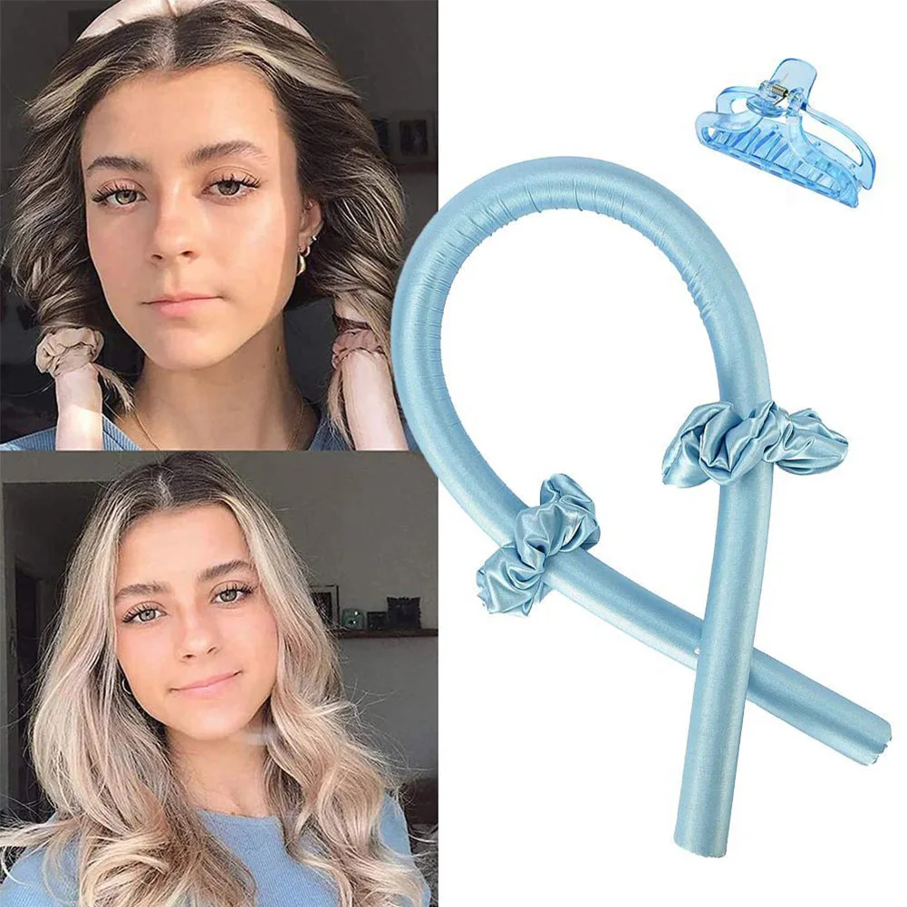 Rizadores de pelo sin calor para cabello largo y durante la noche, cinta para la cabeza con rizos de seda sin calor, varillas flexibles para accesorios para el cabello