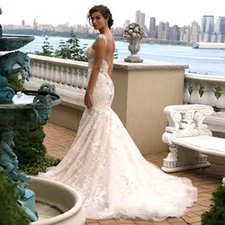 High Quality New Fashion Beading Lace Mermaid Spaghetti Straps Bridal Gown Custom Size Fast Shipping mother of the bride dresses
