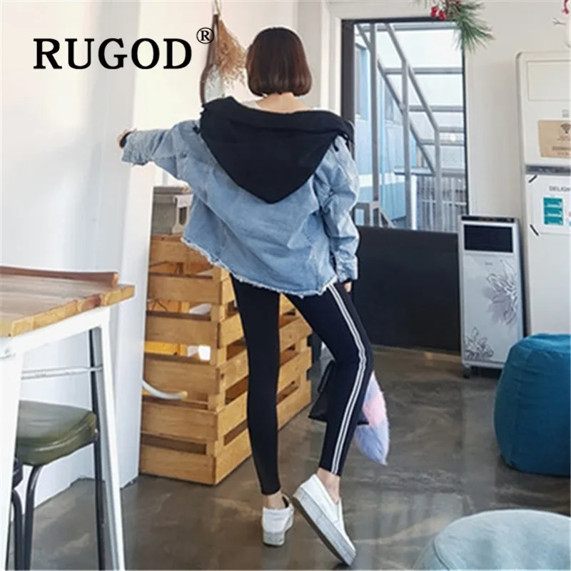 Пуховик женский RUGOD, модное джинсовое лоскутное пальто из овечьей шерсти, женская уличная куртка с капюшоном на молнии, толстая зимняя куртка, Повседневная ветровка, зимнее пальто куртка женская