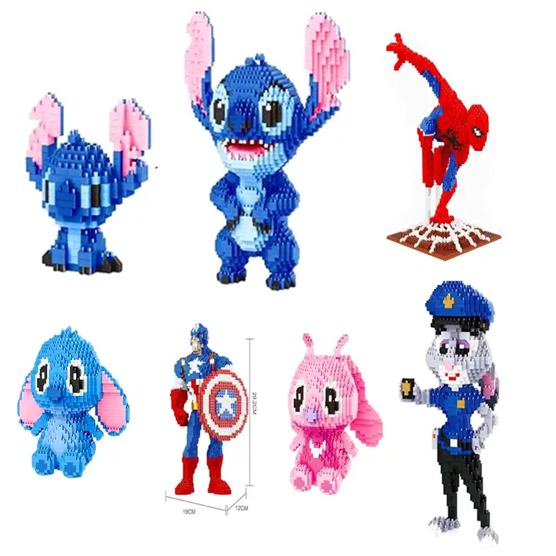 ステッチディズニー34スタイルのビルディングブロックさまざまな漫画アニメキャラクター教育子供のおもちゃのギフトlegoing スタッキング ブロック Aliexpress