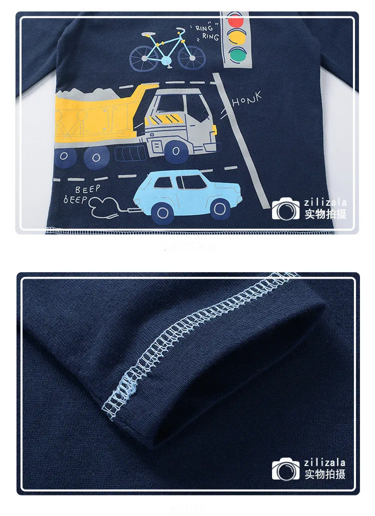 Футболка с мультяшным принтом для мальчиков, с автомобилем, велосипеды, грузовики, Осенние футболки для мальчиков младенцев, девочек, светофоры, одежда, хлопковые топы для малышей