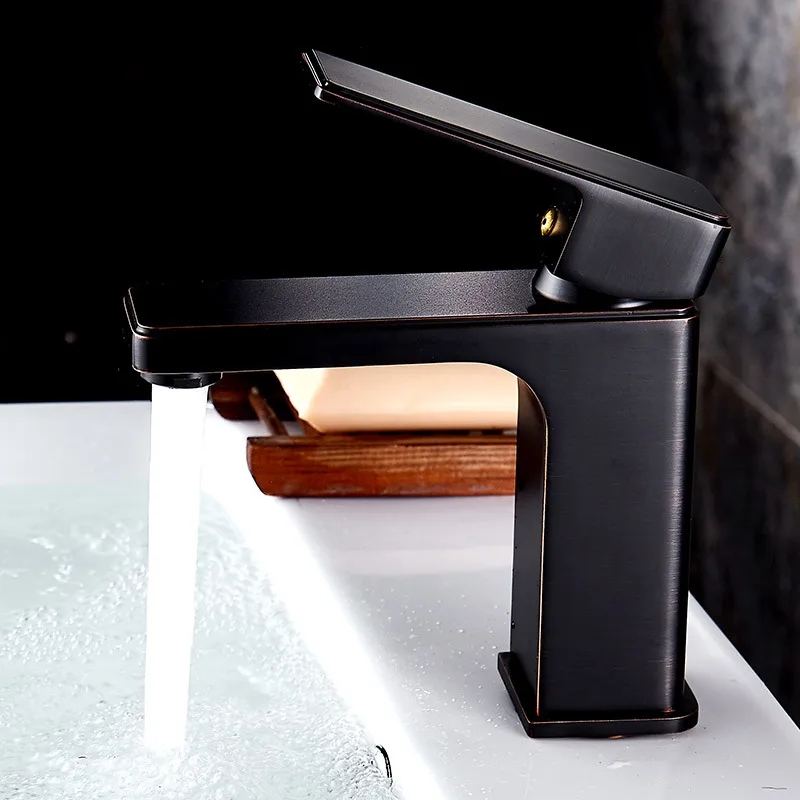 

Black And White with Pattern Copper Bathroom Faucet Cold Heat Table Basin Heightening Washbasin Hotel Bathroom Cabinet Black Gul