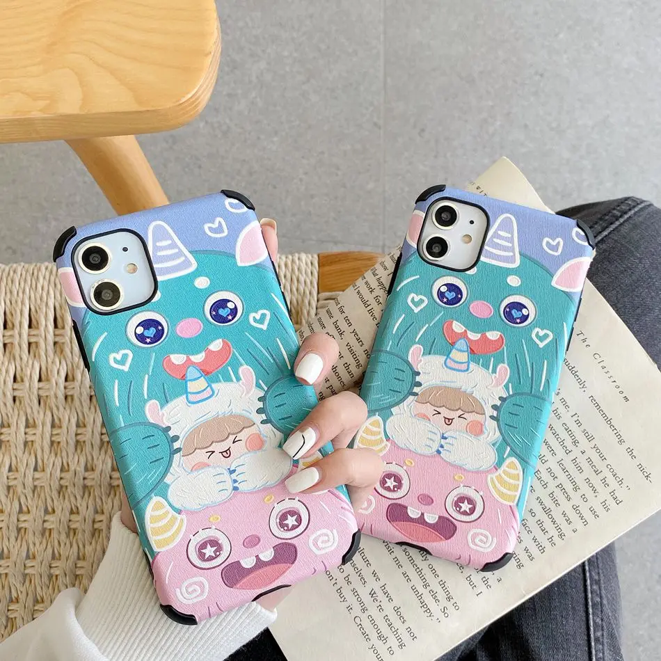 

For iPhone 11 Pro XS Max XR X Case 3D Cute Cartoon Monster Pattern Phone Case For iPhone 8 7 6S Plus Soft TPU Shockproof Cover