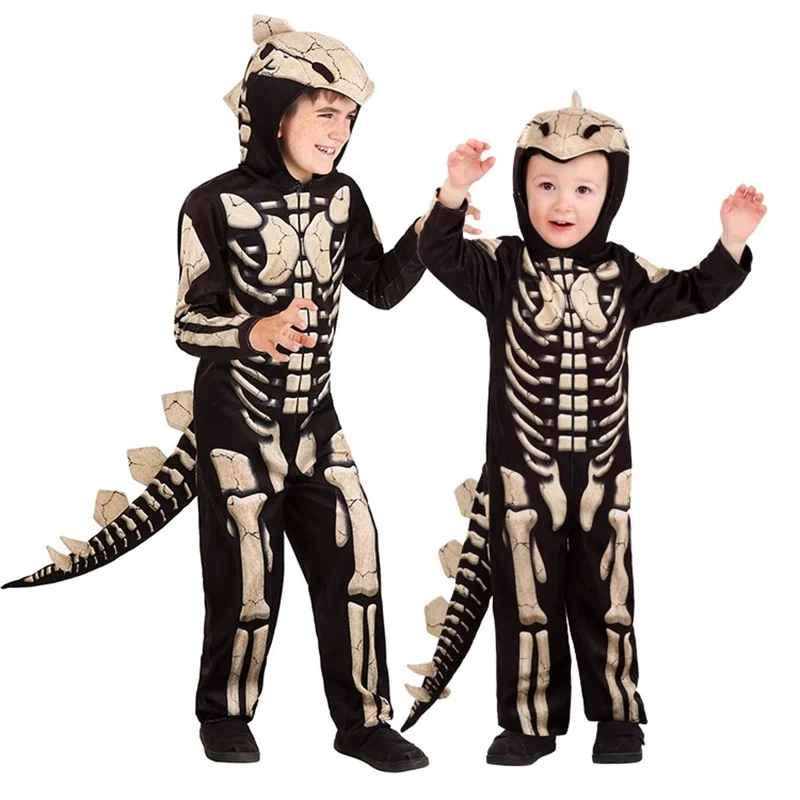 

Dinosaur Jumpsuit Hoodie for Baby Toddler Onesie Kids Animal Costume Stegosaurus Fossil Bones Clothes Cosplay for Halloween