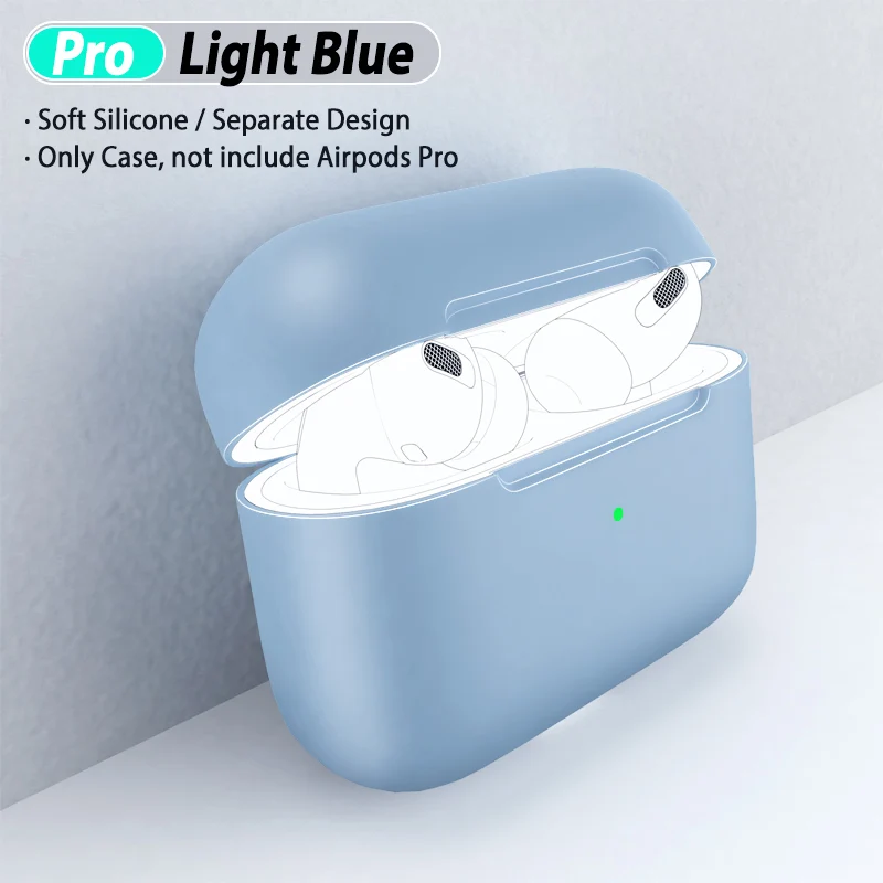 Light Blue Силиконовый чехол Защитный чехол для Apple Airpods pro TWS Bluetooth наушники Мягкий силиконовый чехол для Airpods защитный чехол s - Цвет: Light Blue