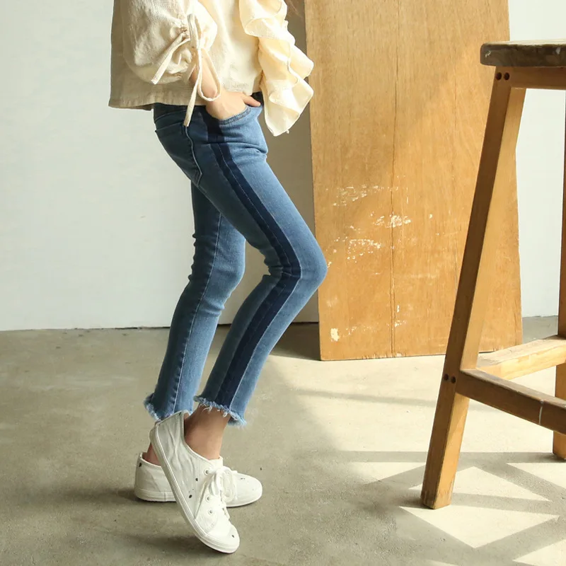 

Girls Slim Fit Cowboy Leggings 2019 Autumn Korean-style Middle And Large Children Fashionable Versatile Pencil Long Pants