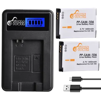 

2pcs SLB-10A SLB10A SLB 10A Camera Battery & LCD USB Charger for Samsung EX2F HZ15W SL102 SL202 SL420 SL620 SL820 HZ10W HZ15W.