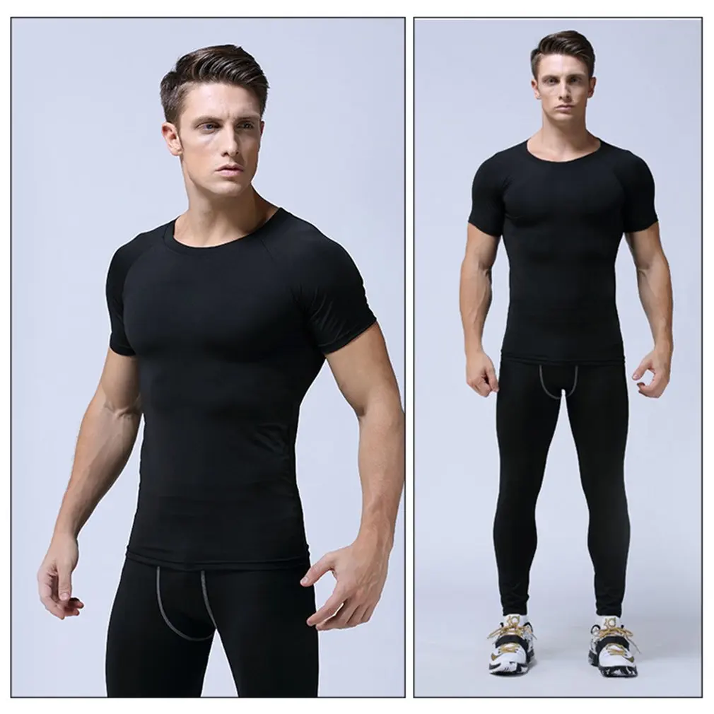 

Quick Drying Men Sports Clothing T-Shirt Short Sleeve Round Neck Compression Tops Bodycon Male T-shirt Casual Summer Tights
