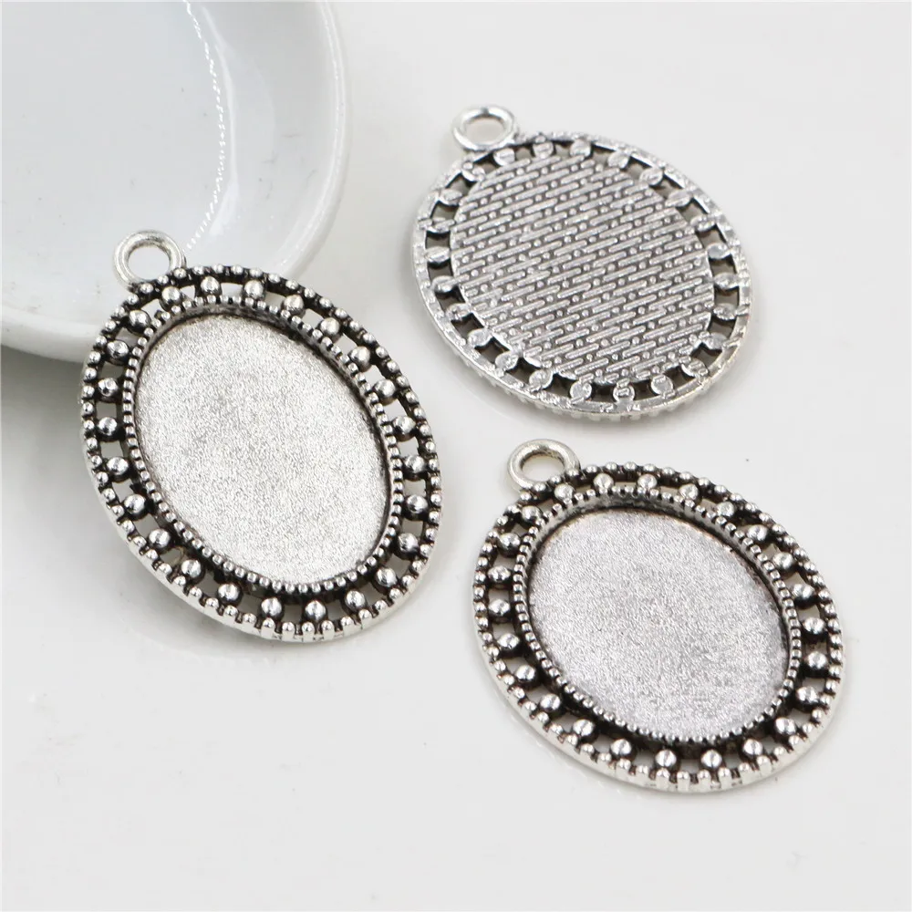 10pcs 18x25mm Inner Size Antique Silver Plated Cameo Cabochon Base Setting Charms Pendant necklace findings (C2-50) | Украшения и